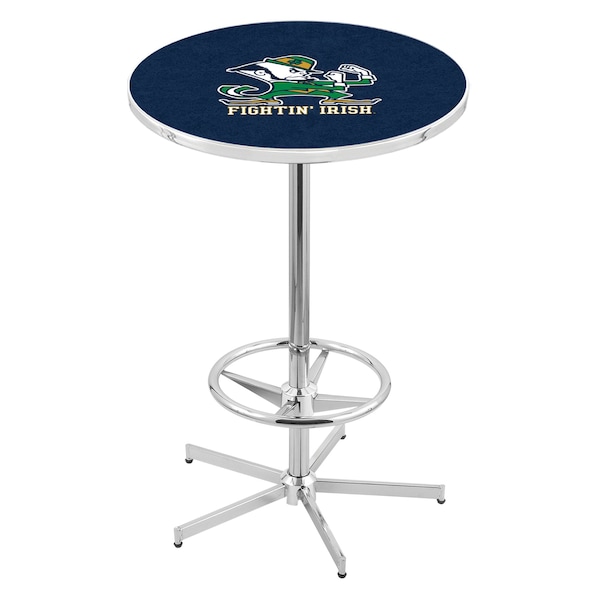 42" Chrome Notre Dame Leprechaun Pub Table, 36" dia. Top